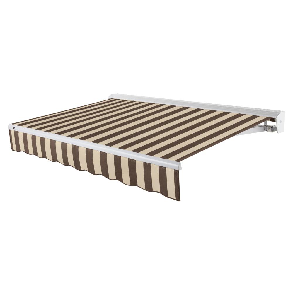 10' x 8' Destin Left Motorized Patio Retractable Awning, Brown/Tan Stripe. Picture 1