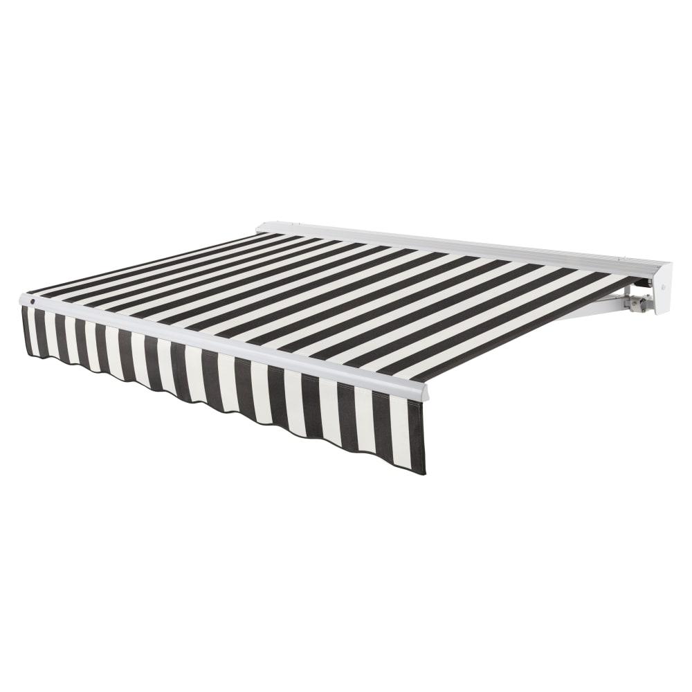 10' x 8' Destin Left Motorized Patio Retractable Awning, Black/White Stripe. Picture 1