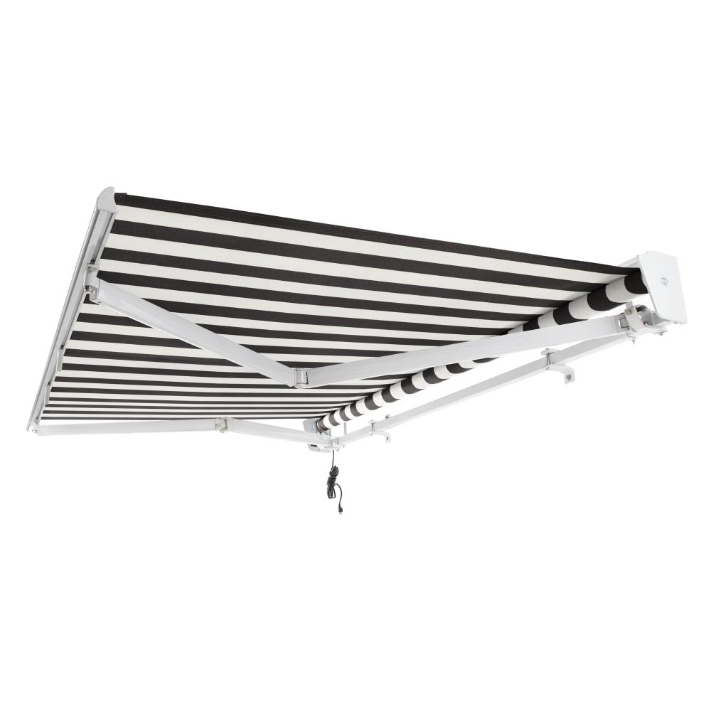 10' x 8' Destin Left Motorized Patio Retractable Awning, Black/White Stripe. Picture 7