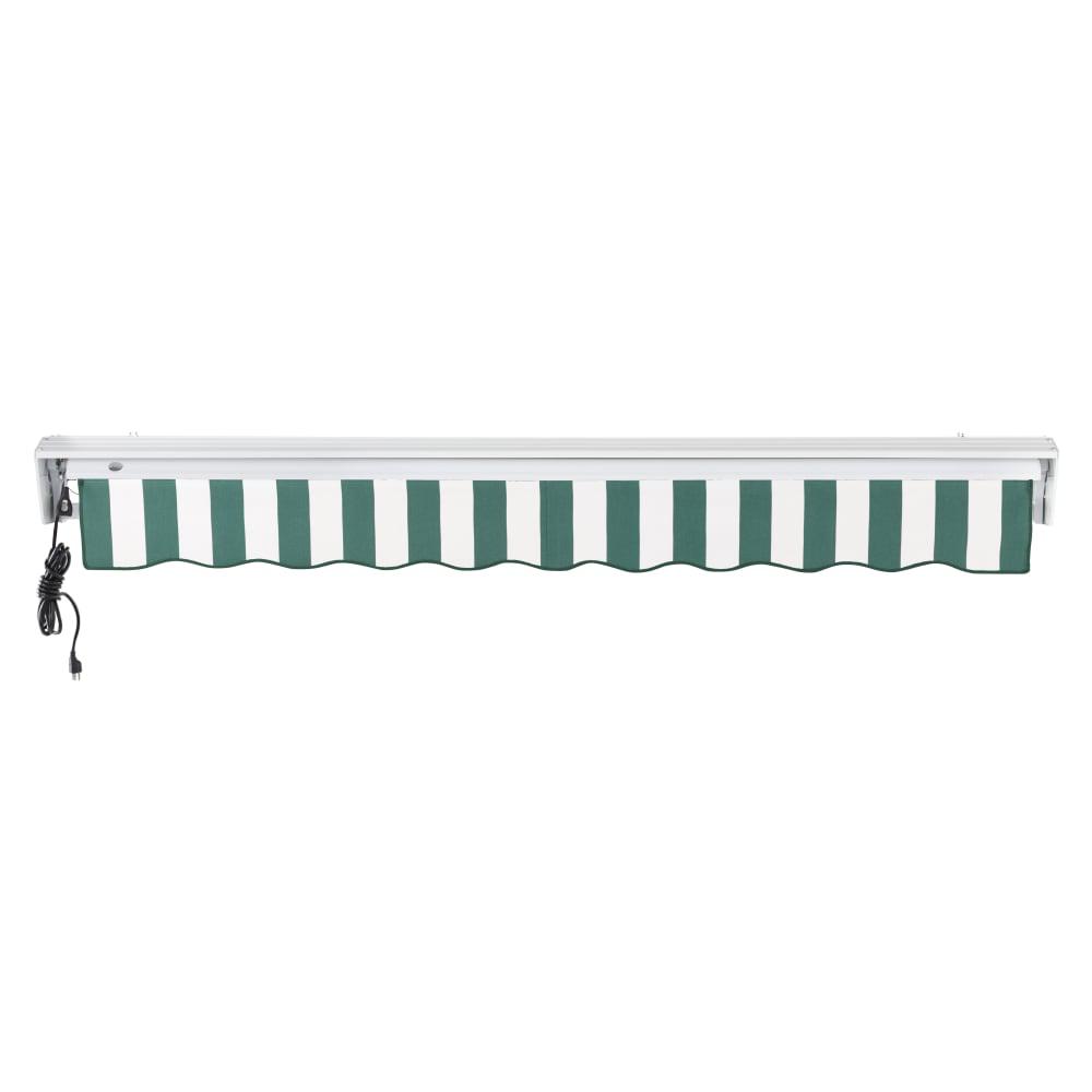 10' x 8' Destin Left Motorized Patio Retractable Awning, Forest/White Stripe. Picture 4