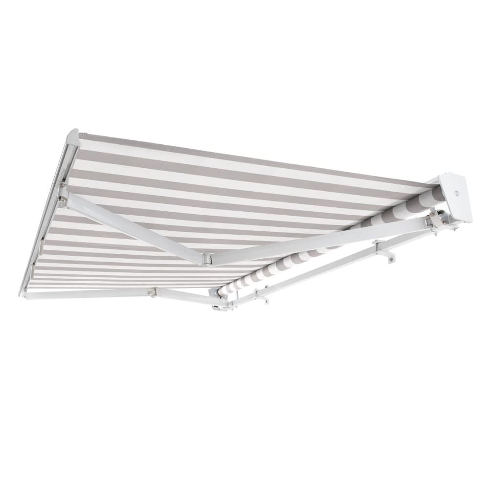 14' x 10' Destin Manual Patio Retractable Awning, Gray/White Stripe. Picture 7