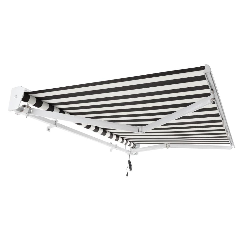 10' x 8' Destin Right Motorized Patio Retractable Awning, Black/White Stripe. Picture 7