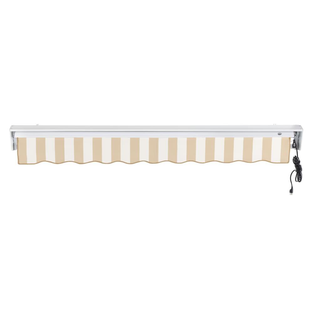 10' x 8' Destin Right Motorized Patio Retractable Awning, Linen/White Stripe. Picture 4