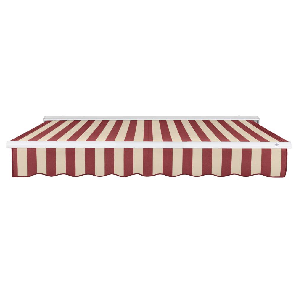 10' x 8' Destin Left Motorized Patio Retractable Awning, Burgundy/Tan Stripe. Picture 3