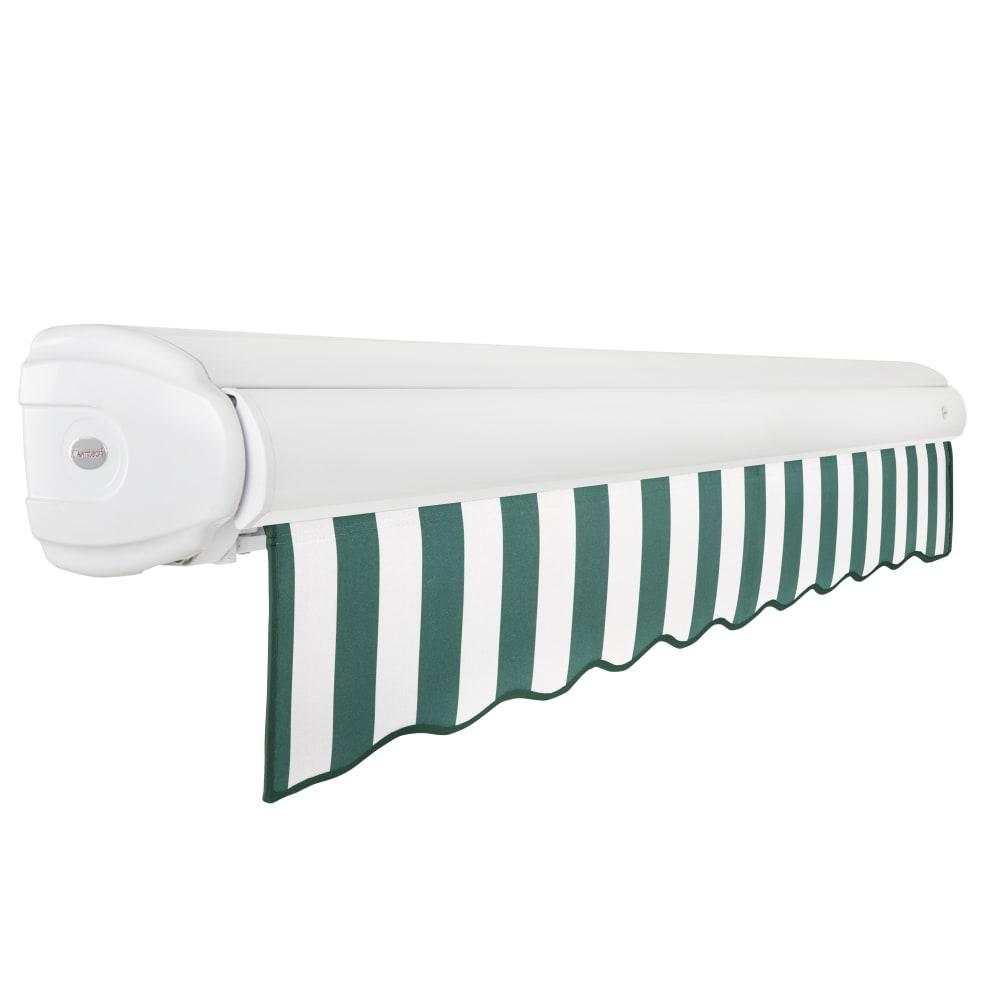 10' x 8' Full Cassette Manual Patio Retractable Awning, Forest/White Stripe. Picture 2