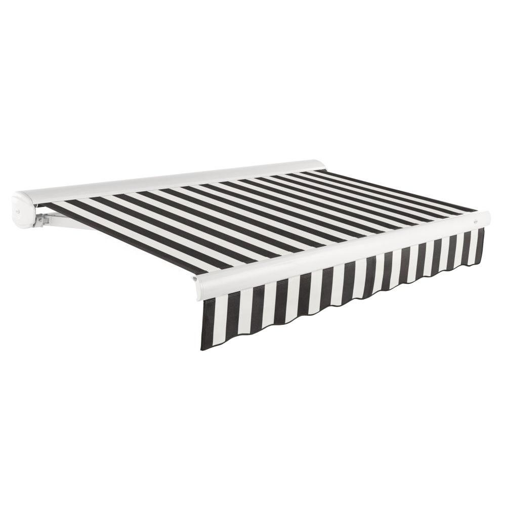 10' x 8' Full Cassette Manual Patio Retractable Awning, Black/White Stripe. Picture 1