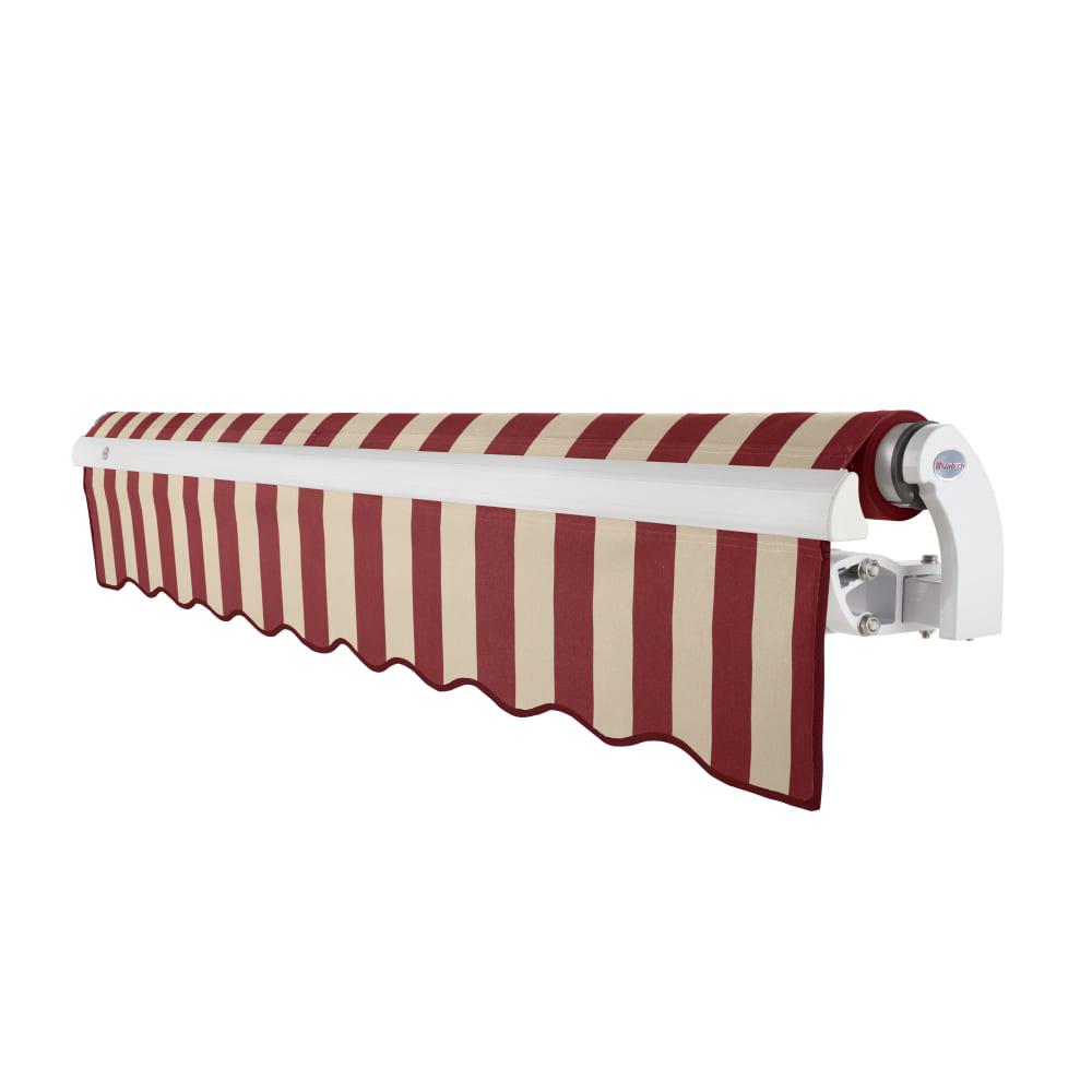 10' x 8' Maui Left Motorized Patio Retractable Awning, Burgundy/Tan Stripe. Picture 2