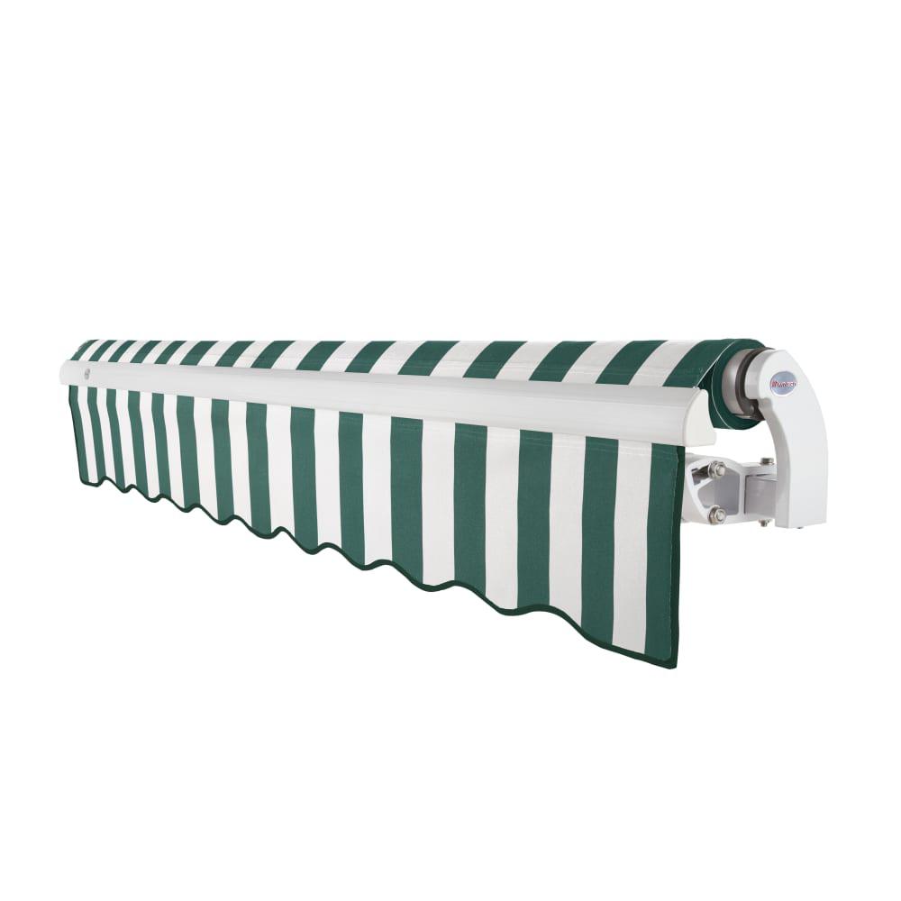 10' x 8' Maui Left Motorized Patio Retractable Awning, Forest/White Stripe. Picture 2