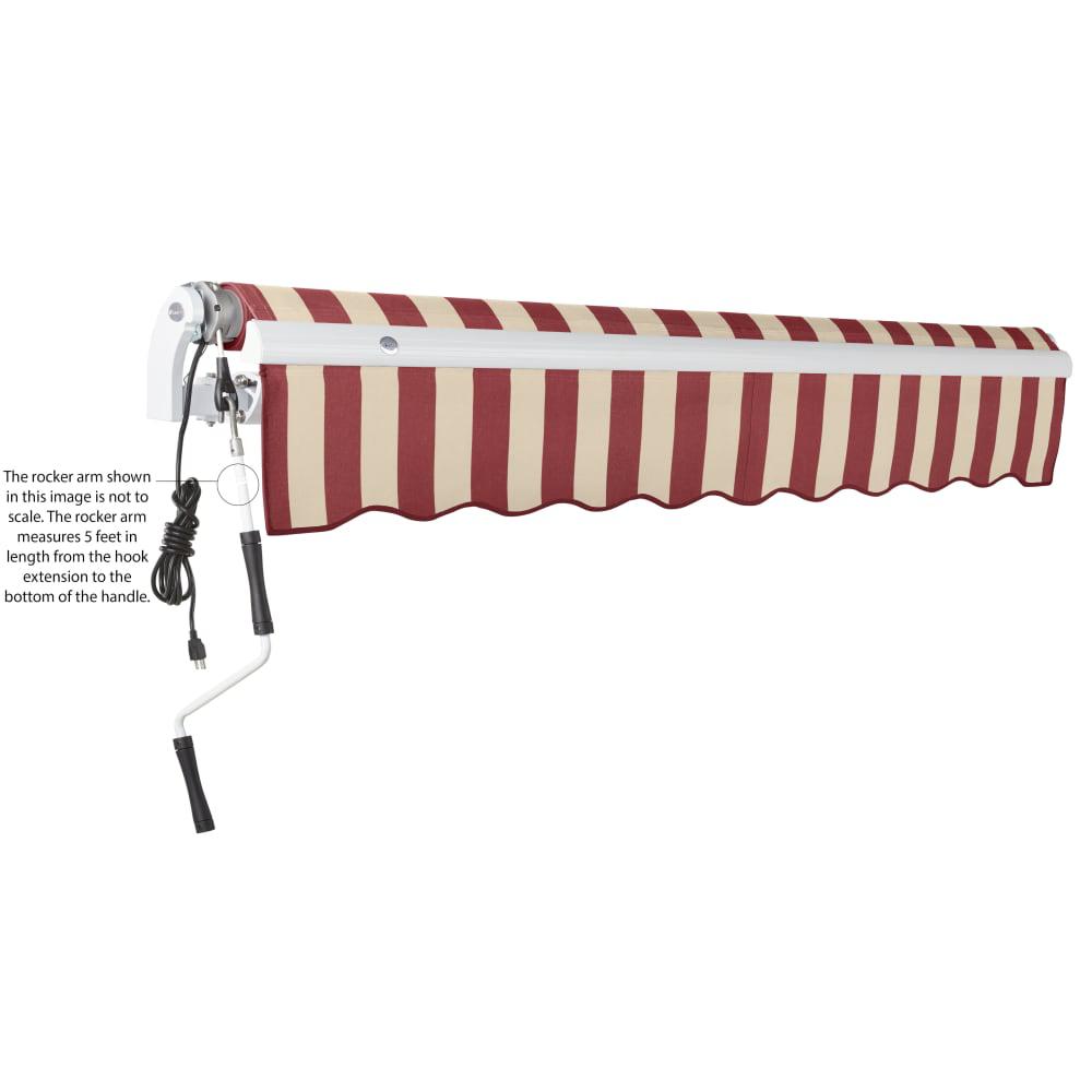 10' x 8' Maui Left Motorized Patio Retractable Awning, Burgundy/Tan Stripe. Picture 6
