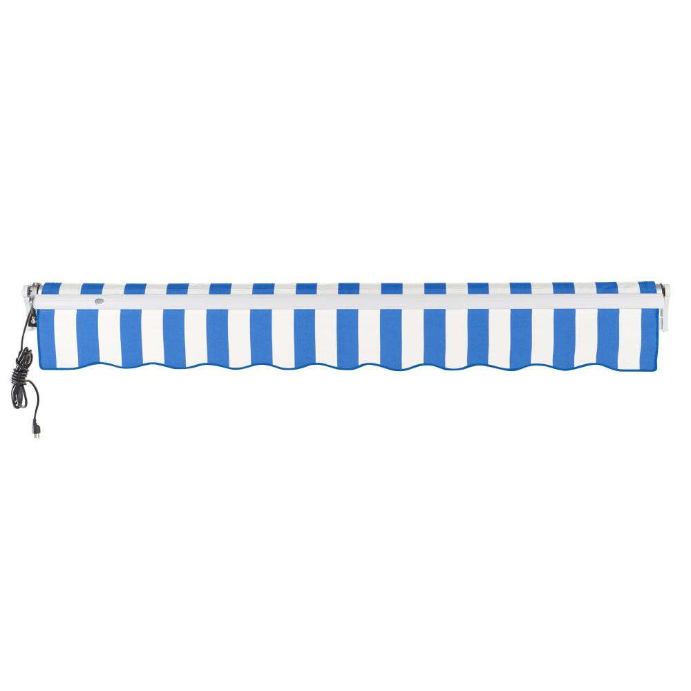 10' x 8' Maui Left Motorized Patio Retractable Awning, Bright Blue/White Stripe. Picture 4