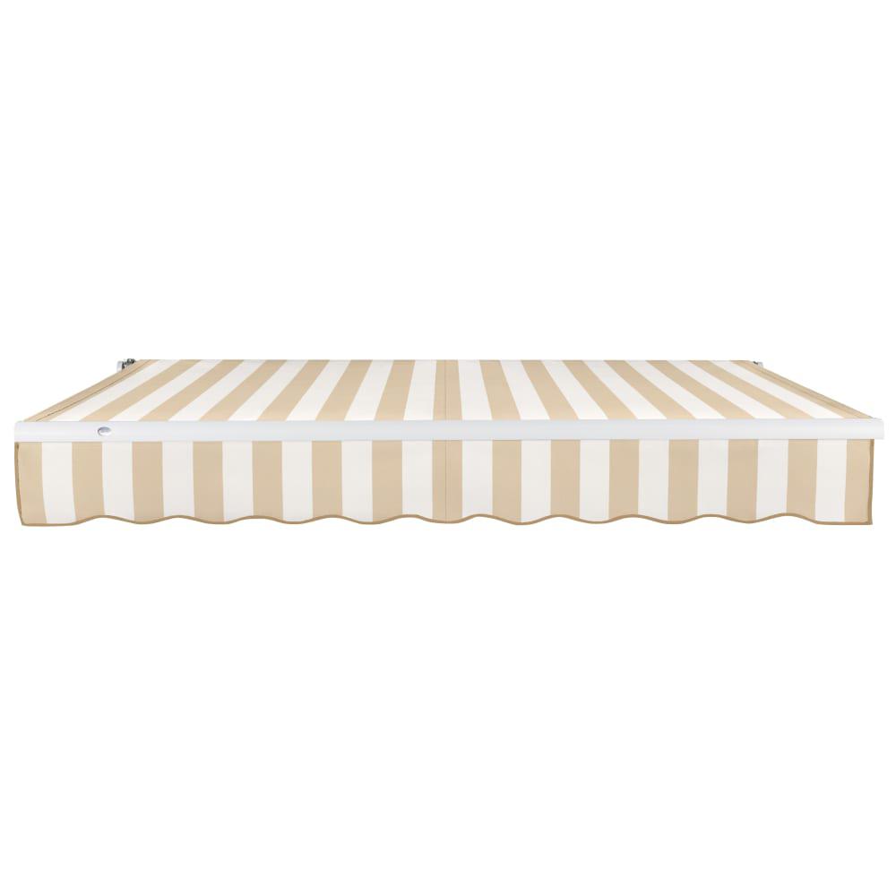10' x 8' Maui Left Motorized Patio Retractable Awning, Linen/White Stripe. Picture 3