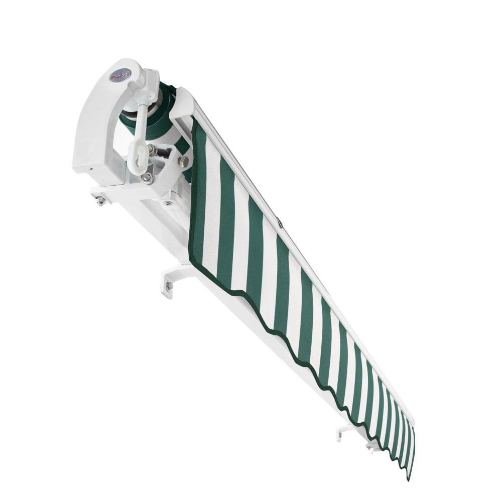 10' x 8' Maui Manual Patio Retractable Awning, Forest/White Stripe. Picture 5