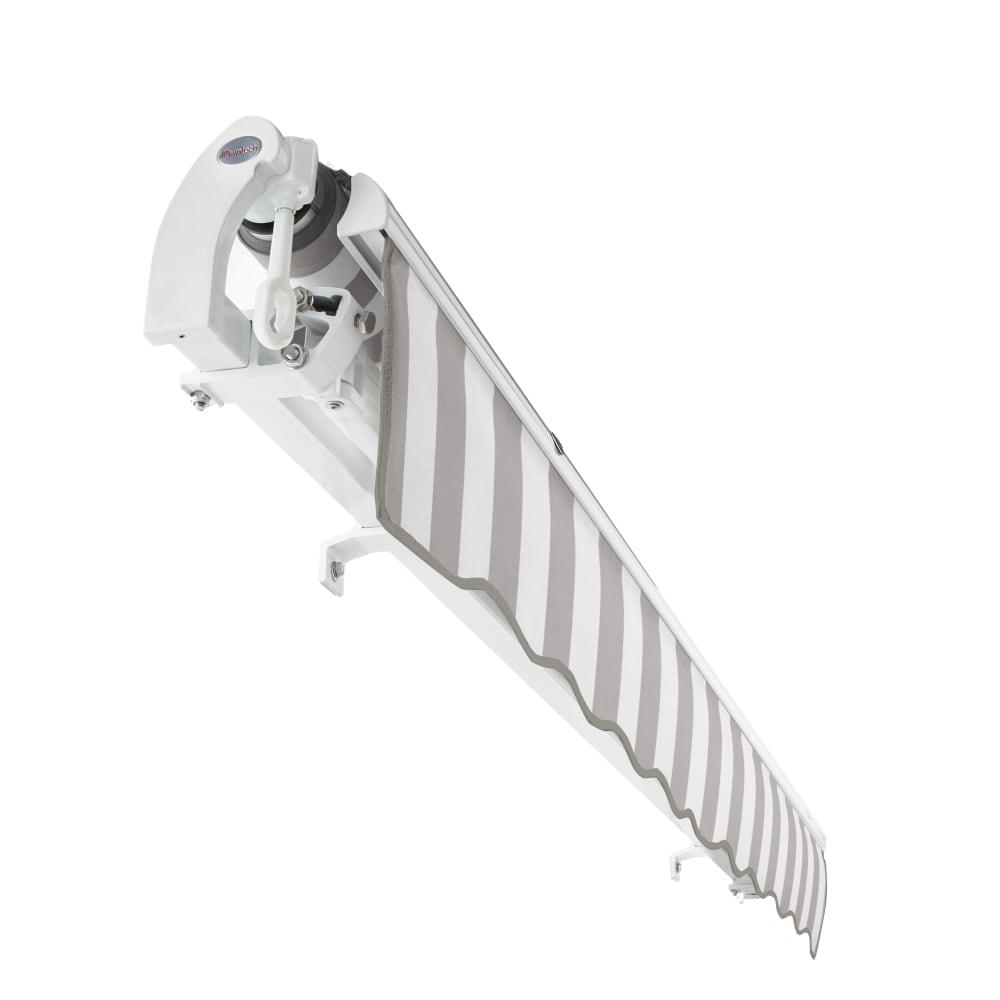 10' x 8' Maui Manual Patio Retractable Awning Acrylic Fabric, Gray/White Stripe. Picture 5