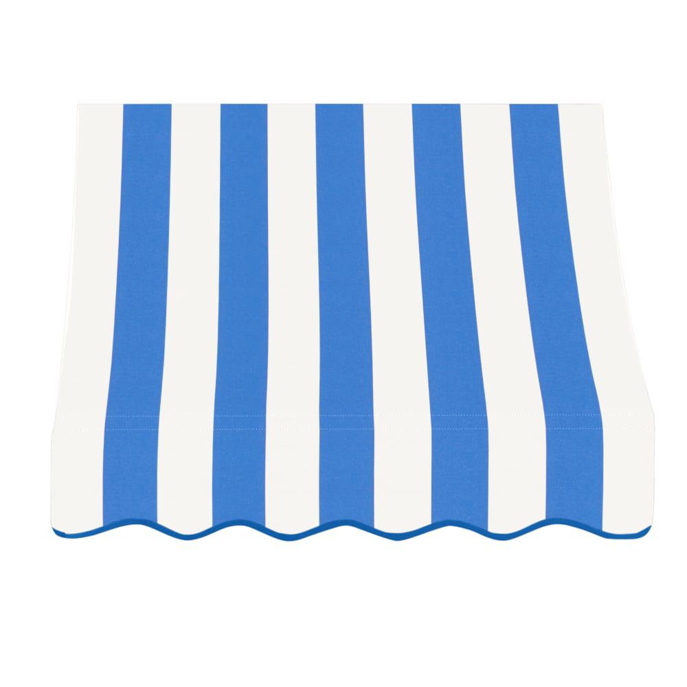 Awntech 3.375 ft Nantucket Fixed Awning Acrylic Fabric, Bright Blue/White Stripe. Picture 2