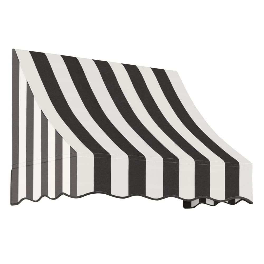 Awntech 3 ft Nantucket Fixed Awning Acrylic Fabric, Black/White Stripe. Picture 1