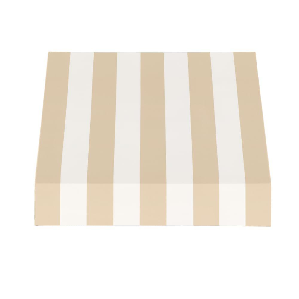 Awntech 3.375 ft New Yorker Fixed Awning Acrylic Fabric, Linen/White Stripe. Picture 2