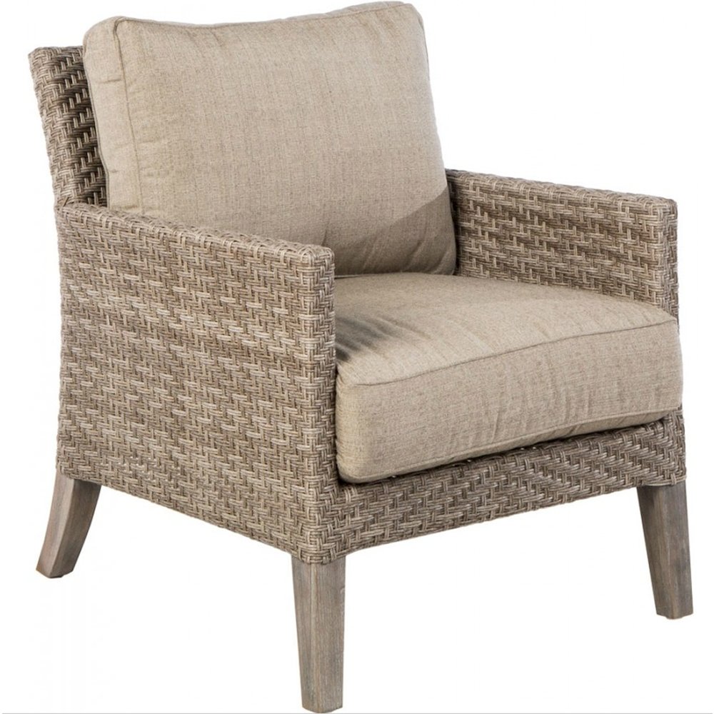 Cornwall Woven Wood Deep Seating Conversation Set with Sunbrella Cast Shale Cushions. Picture 2