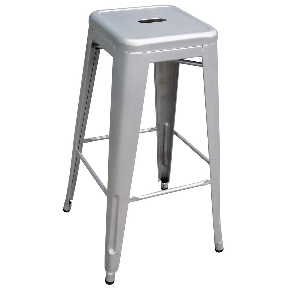 AmeriHome Loft Silver Metal Bar Stool - 4 Piece. Picture 4