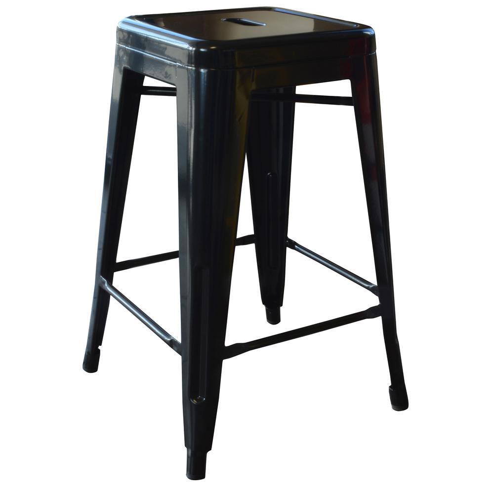 AmeriHome Loft Black 24 in. Metal Bar Stool - 3 Piece. Picture 3