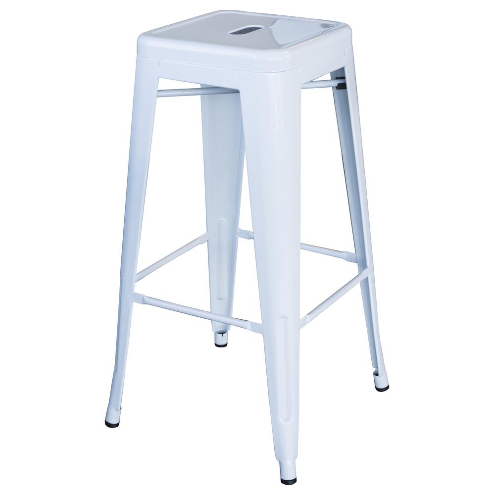 AmeriHome Loft White 30 in. Metal Bar Stool 4 Piece. Picture 2