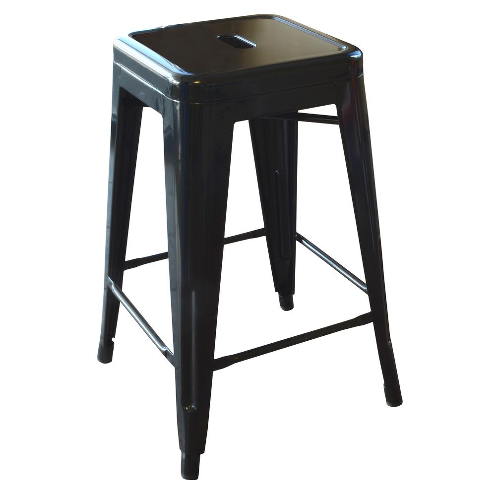 AmeriHome Loft Black 24 Inch Metal Bar Stool - 4 Piece. Picture 3
