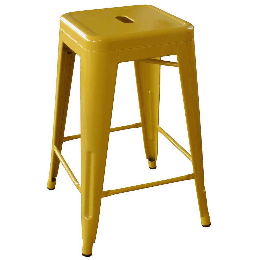 AmeriHome Loft Gold 24 Inch Metal Bar Stool - 4 Piece. Picture 3