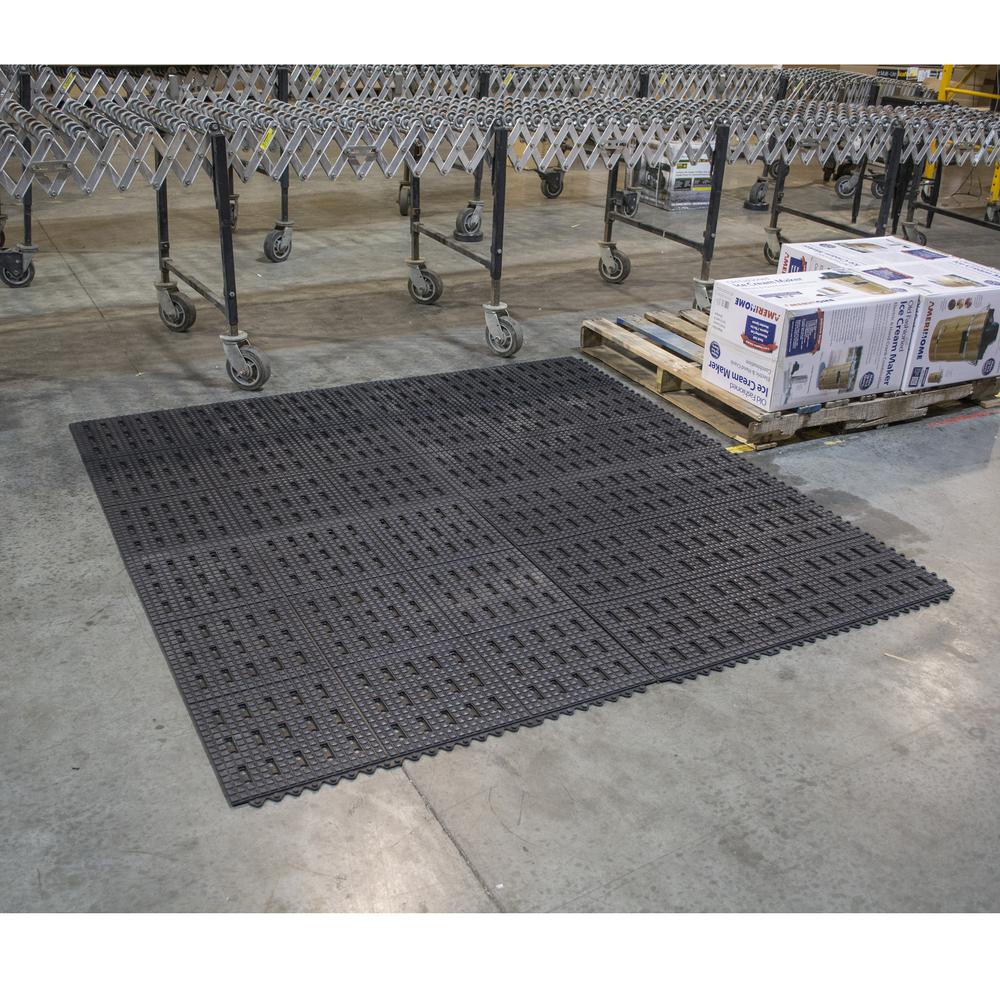 3 x 3 Foot Anti-Fatigue Interlocking Rubber Mats - 4 Pack. Picture 1