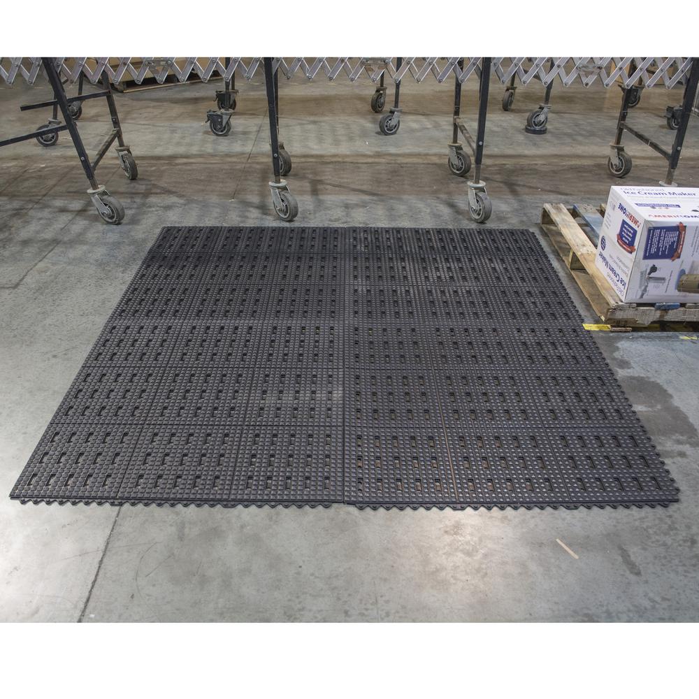 3 x 3 Foot Anti-Fatigue Interlocking Rubber Mats - 4 Pack. Picture 2