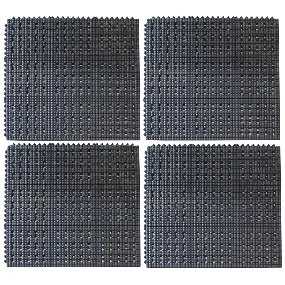 3 x 3 Foot Anti-Fatigue Interlocking Rubber Mats - 4 Pack. Picture 3