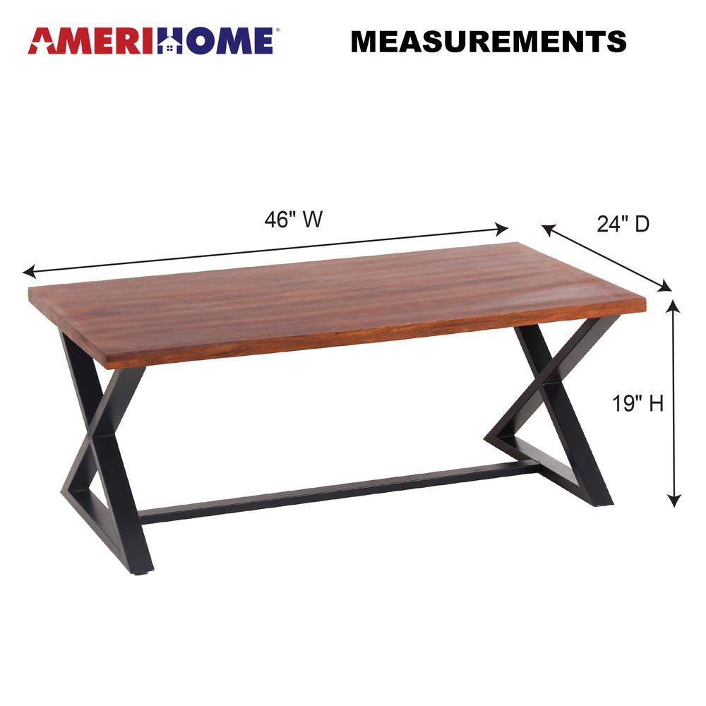AmeriHome Acacia Cross Leg Coffee Table. Picture 5