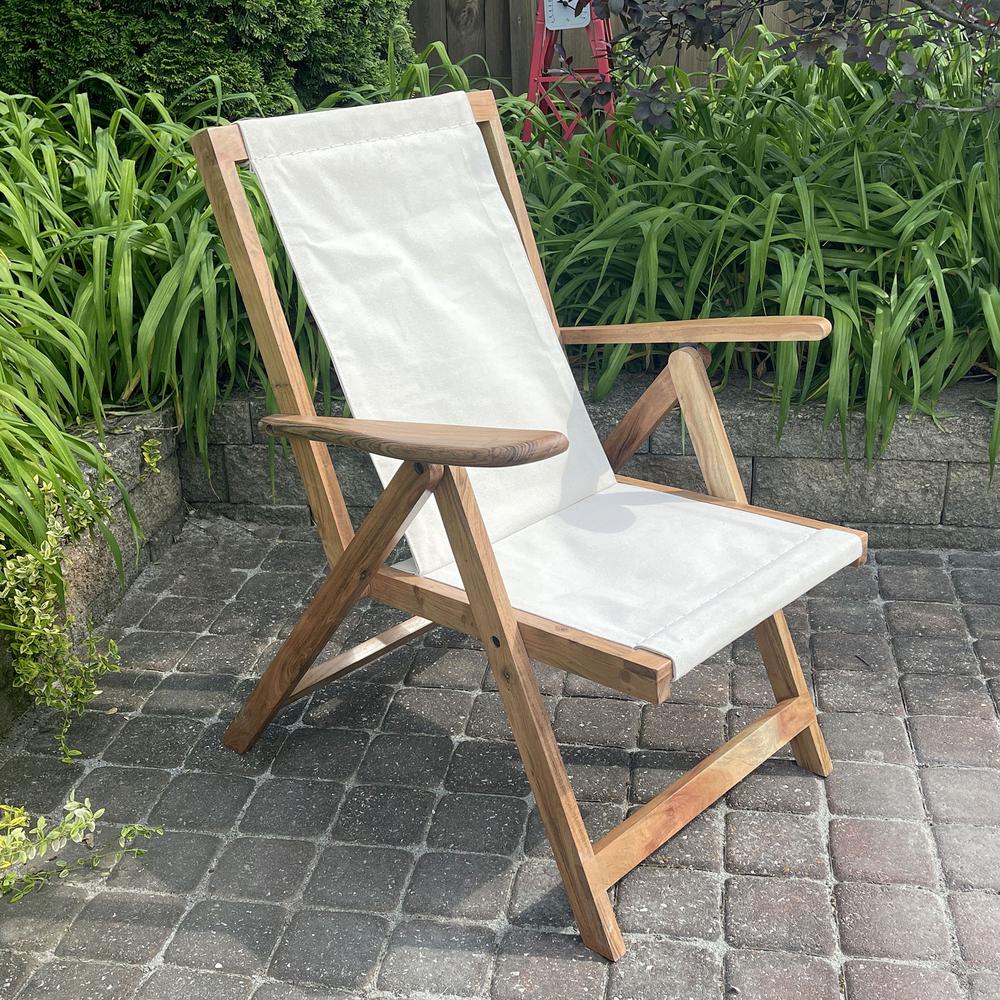 Acacia and Canvas Folding Arm Chair. Picture 4