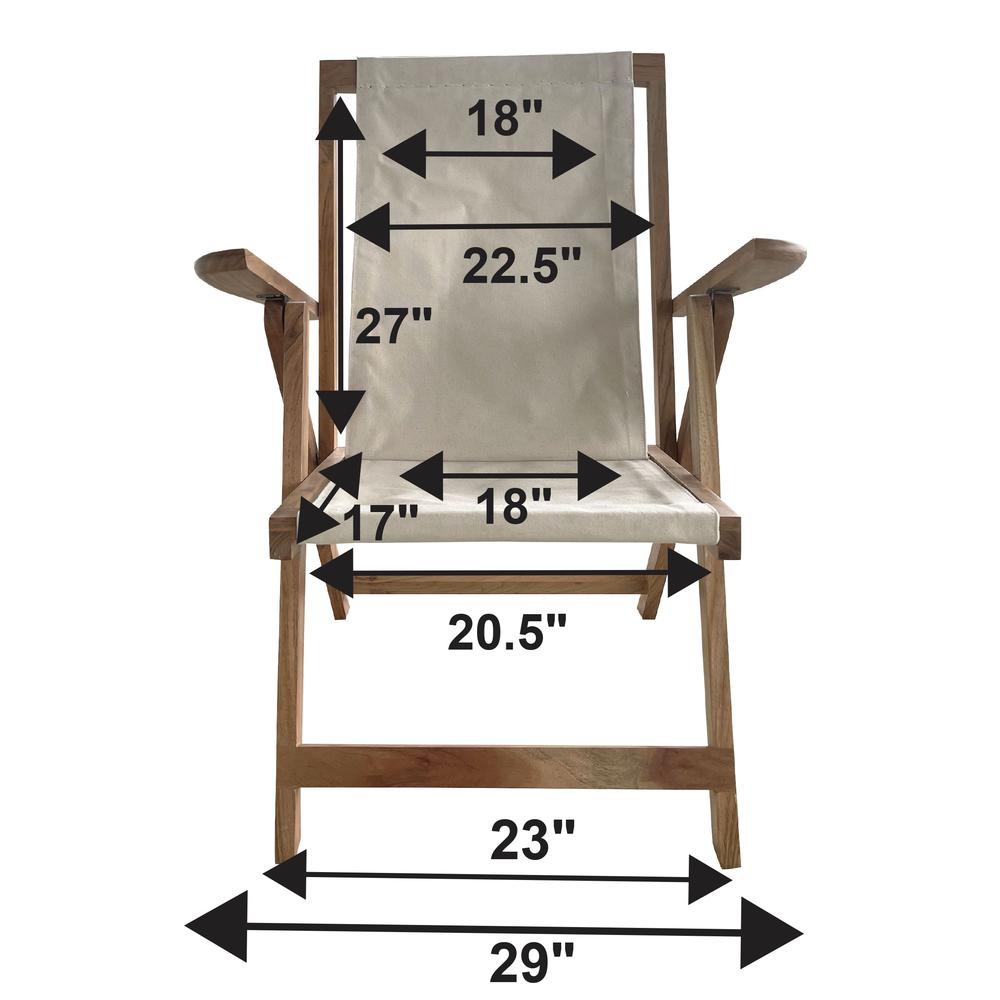 Acacia and Canvas Folding Arm Chair. Picture 2