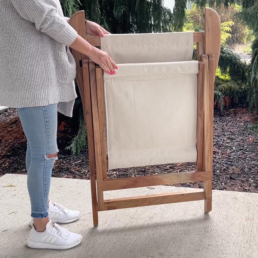 Acacia and Canvas Folding Arm Chair. Picture 3