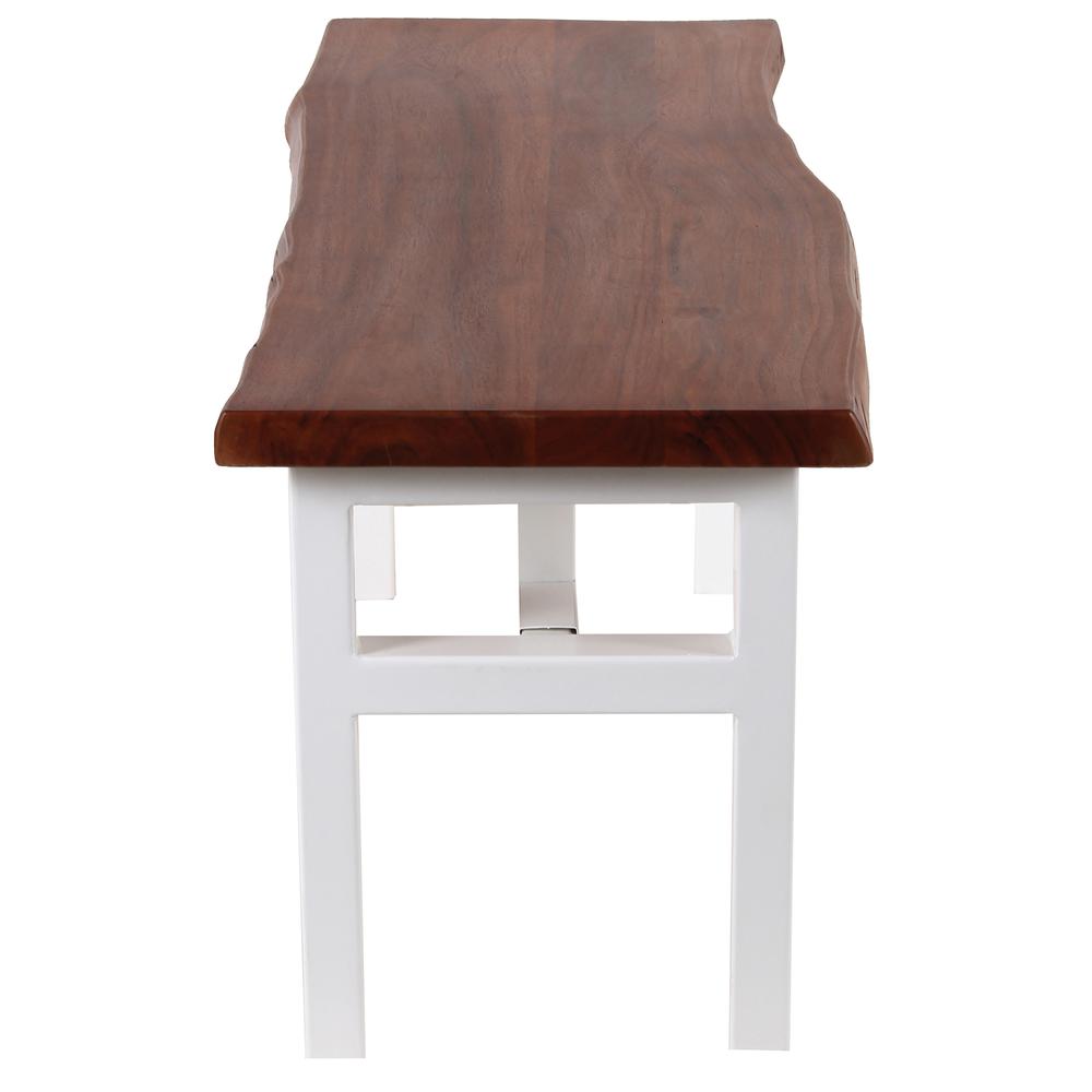 AmeriHome Acacia Live Edge 46 inch Bench - White. Picture 5