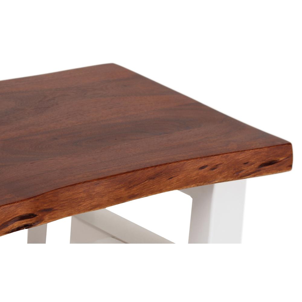 AmeriHome Acacia Live Edge 46 inch Bench - White. Picture 4