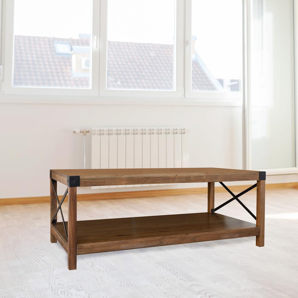 Acacia Wood Rustic Coffee Table. Picture 2