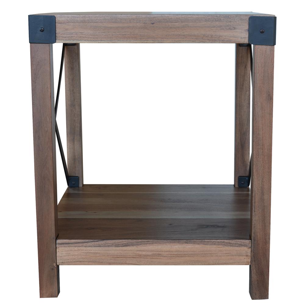 Acacia Wood Rustic Side Table. Picture 4