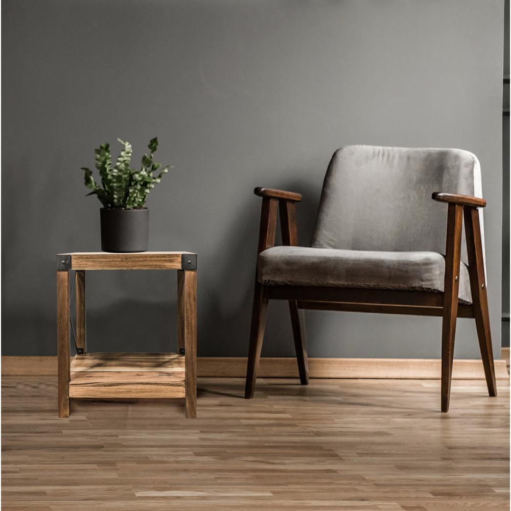 Acacia Wood Rustic Side Table. Picture 2