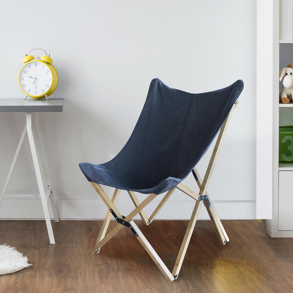 AmeriHome Canvas and Bamboo Butterfly Chair - Black. Picture 2