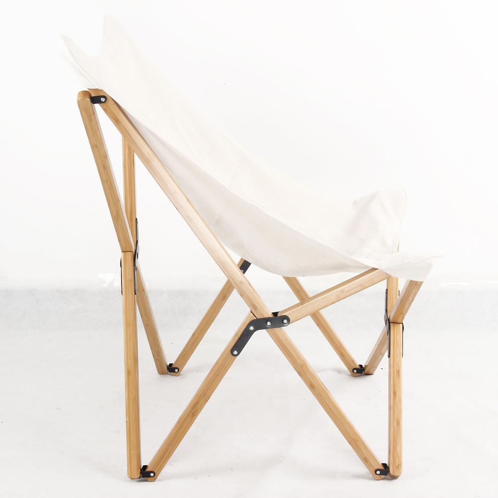 AmeriHome Canvas and Bamboo Butterfly Chair - White. Picture 3