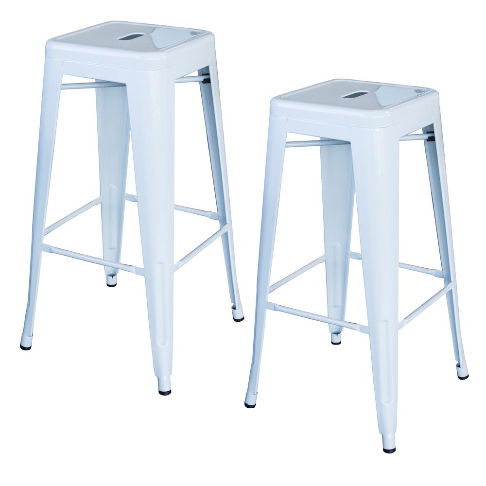 AmeriHome Loft White 30 in. Metal Bar Stool 2 Piece. Picture 1