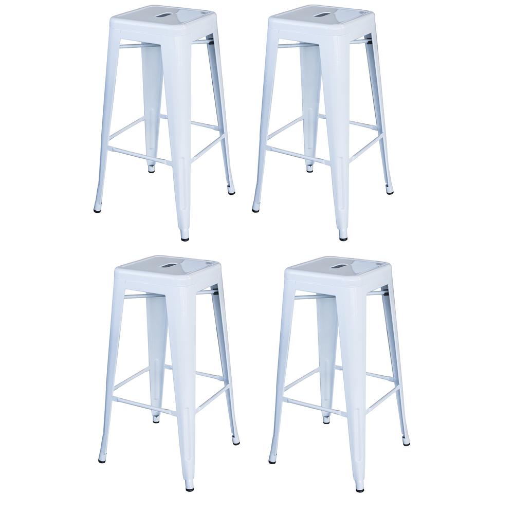 AmeriHome Loft White 30 in. Metal Bar Stool 4 Piece. Picture 1