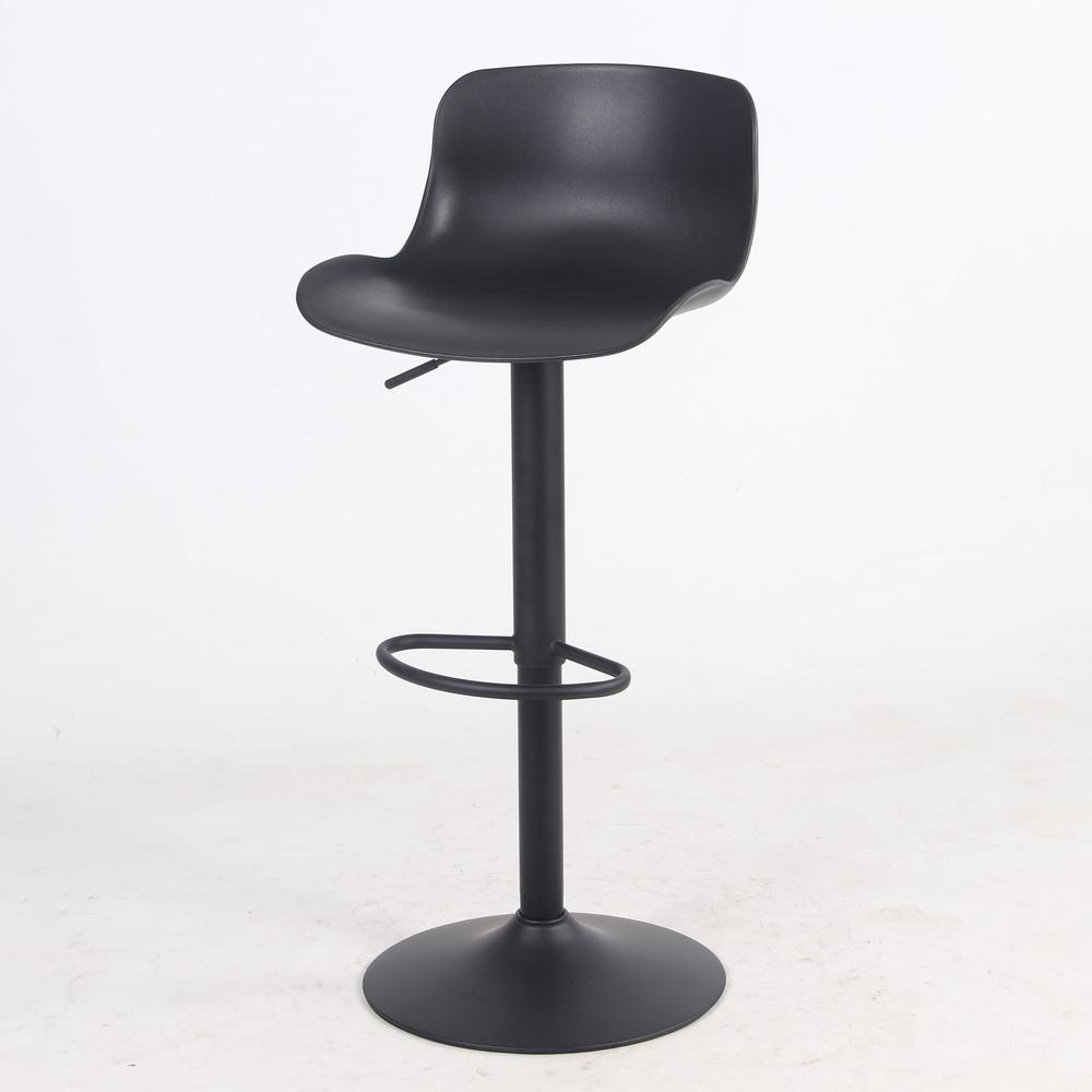 AmeriHome Adjustable Height Solid Color Monochromatic Bar Stool Set- Black. Picture 3