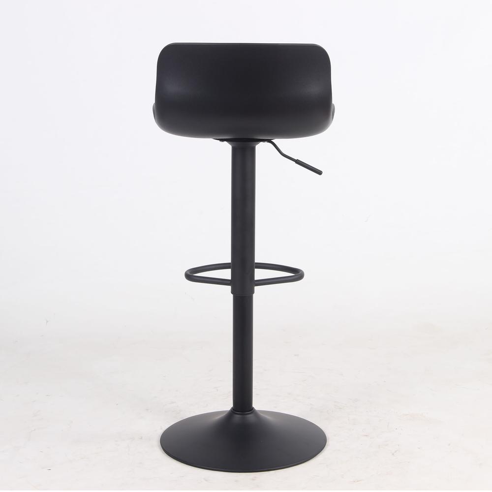 AmeriHome Adjustable Height Solid Color Monochromatic Bar Stool Set- Black. Picture 5