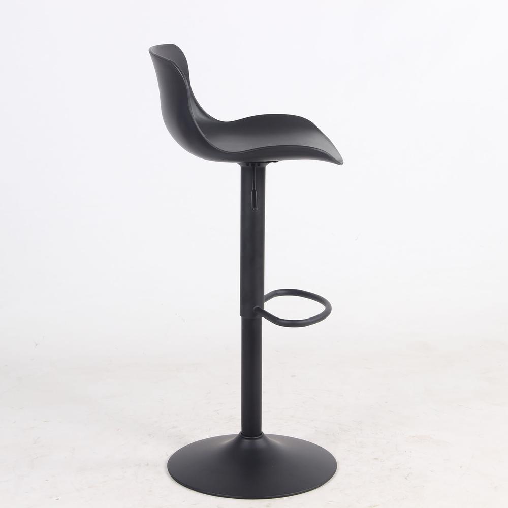 AmeriHome Adjustable Height Solid Color Monochromatic Bar Stool Set- Black. Picture 4