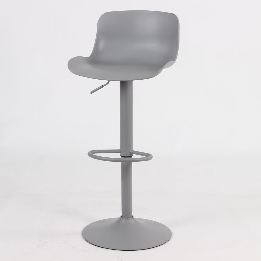 AmeriHome Adjustable Height Solid Color Monochromatic Bar Stool Set- Gray. Picture 3