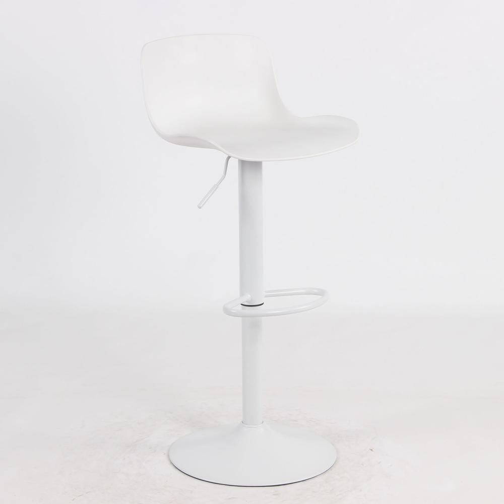 AmeriHome Adjustable Height Solid Color Monochromatic Bar Stool Set- White. Picture 3