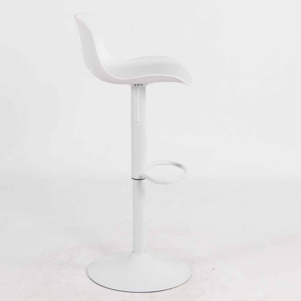 AmeriHome Adjustable Height Solid Color Monochromatic Bar Stool Set- White. Picture 4