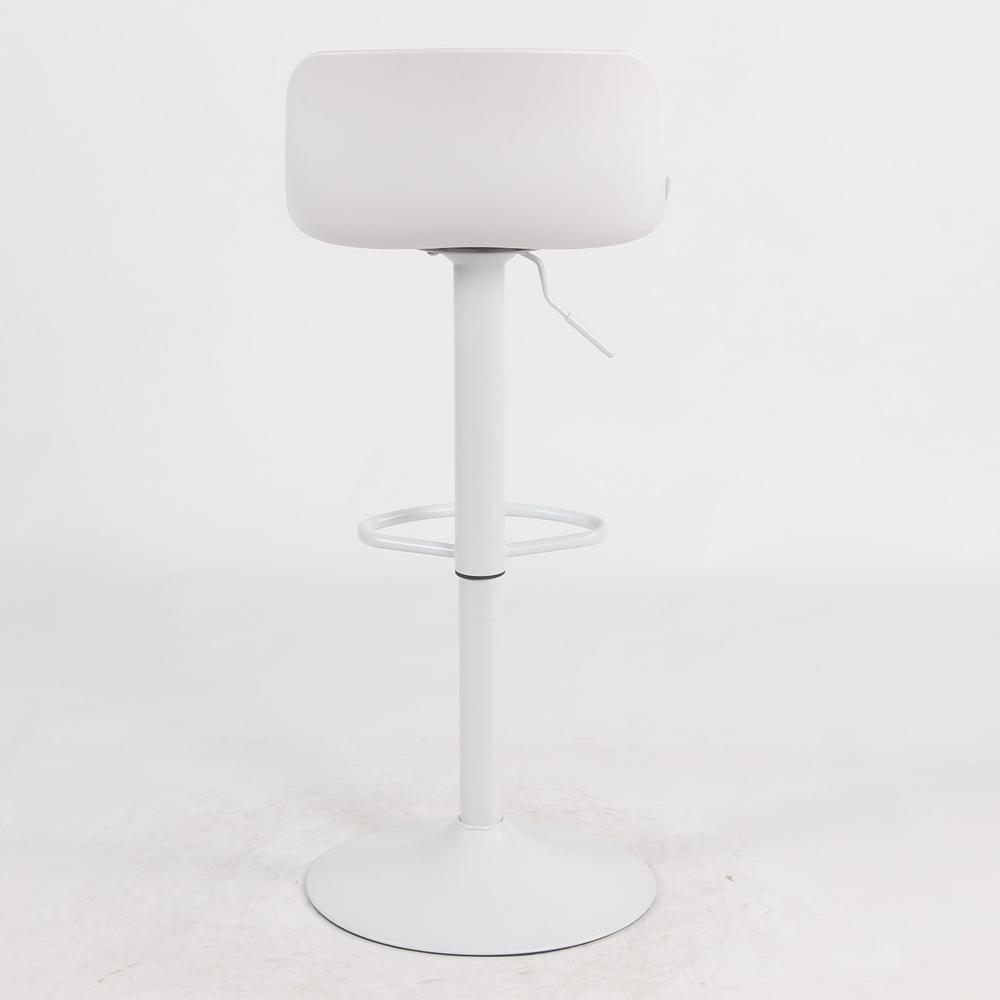 AmeriHome Adjustable Height Solid Color Monochromatic Bar Stool Set- White. Picture 5