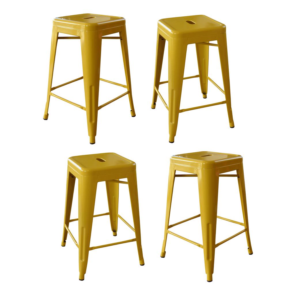 AmeriHome Loft Gold 24 Inch Metal Bar Stool - 4 Piece. Picture 1